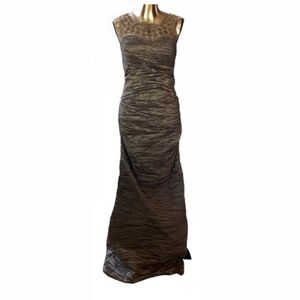 Gorgeous Alex Evenings embellished metallic ruched formal dress